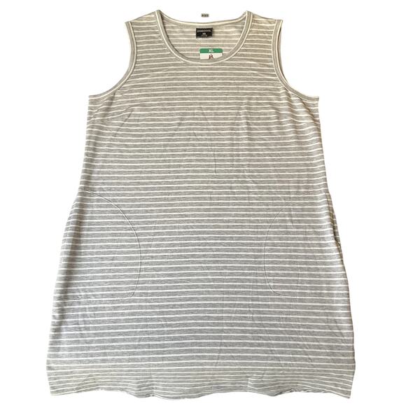 32 Degrees Cool Women Dress XL Grey Striped Tank Dress Sleeveless Knee Length - Picture 1 of 10